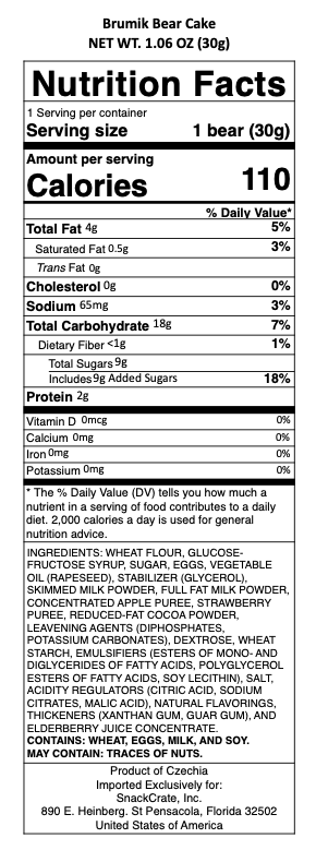 snack nutrional info