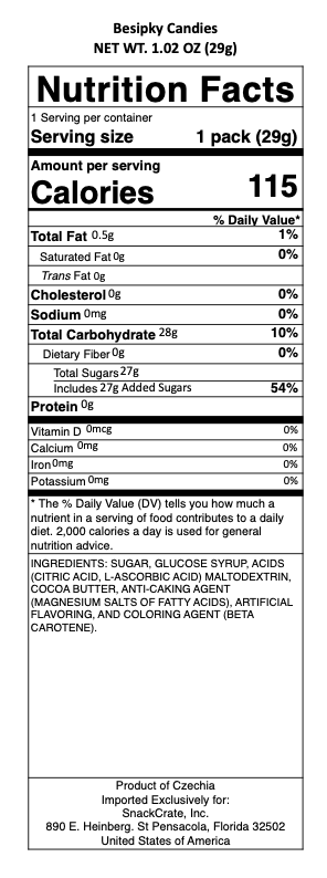 snack nutrional info