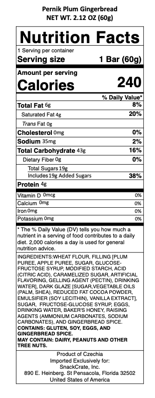 snack nutrional info