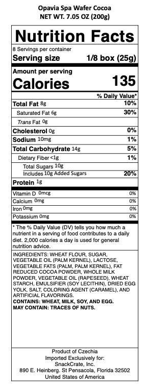 snack nutrional info