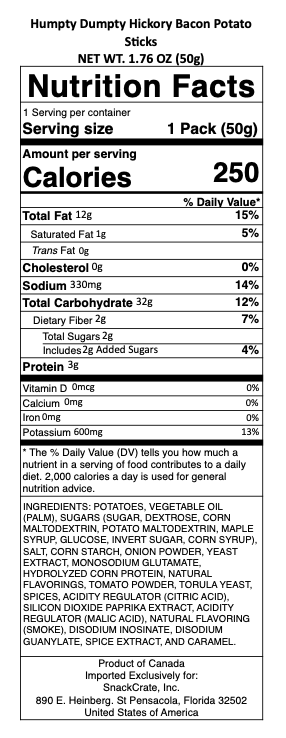 snack nutrional info