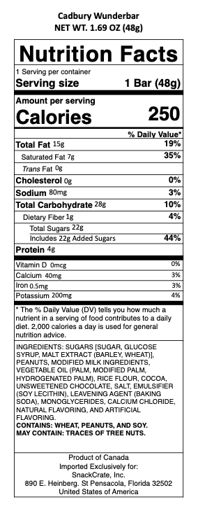 snack nutrional info