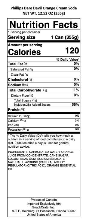 snack nutrional info