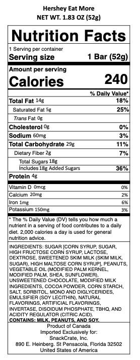 snack nutrional info