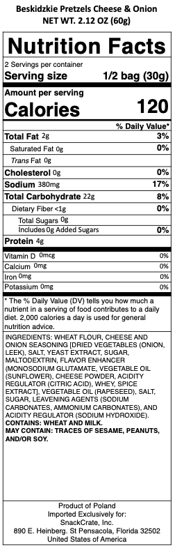 snack nutrional info