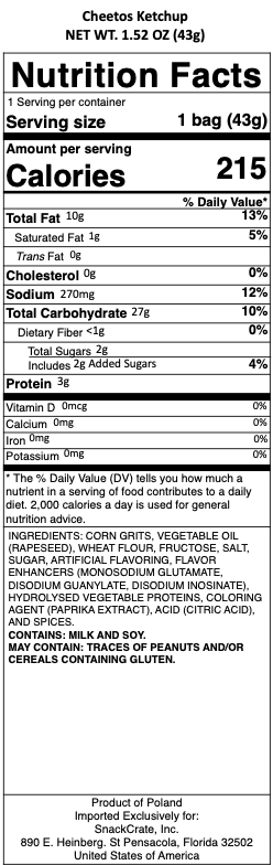 snack nutrional info