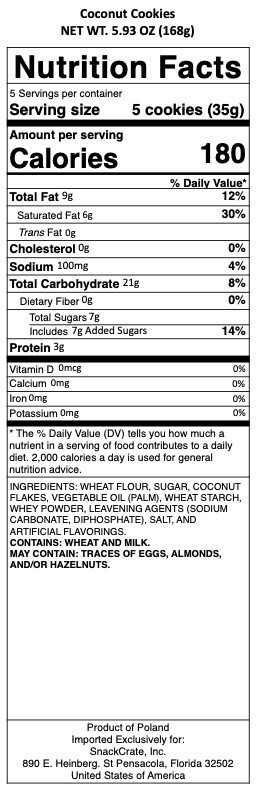 snack nutrional info