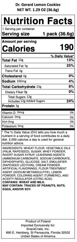 snack nutrional info