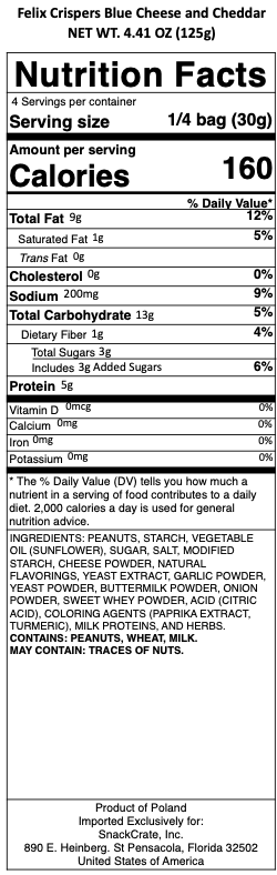 snack nutrional info
