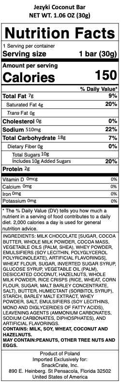 snack nutrional info