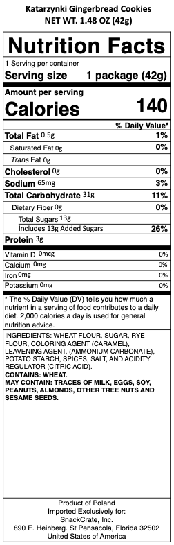 snack nutrional info