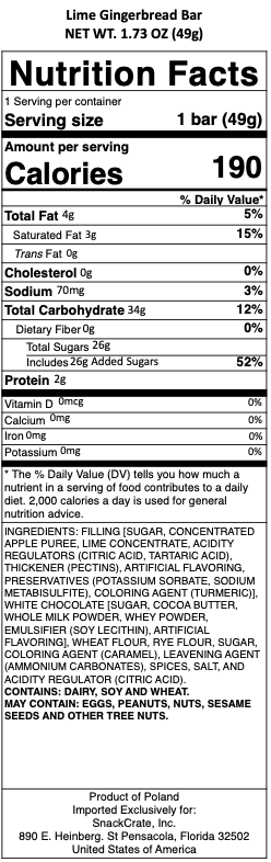 snack nutrional info