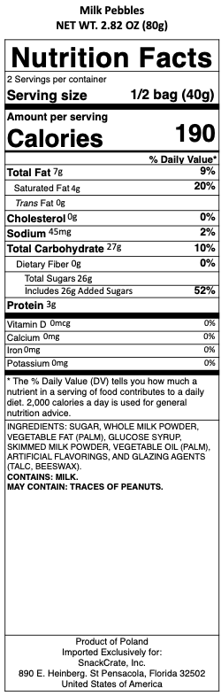 snack nutrional info