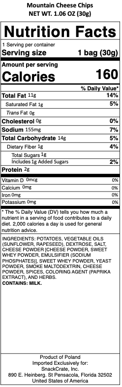 snack nutrional info