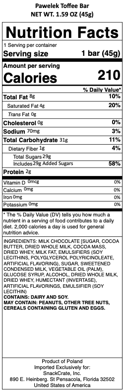 snack nutrional info