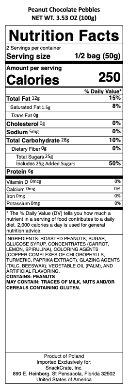 snack nutrional info