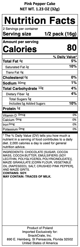 snack nutrional info