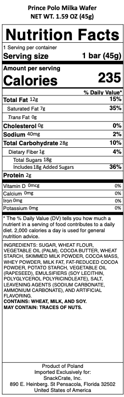 snack nutrional info