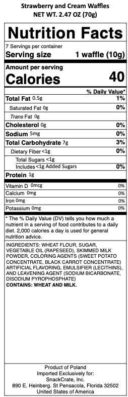 snack nutrional info