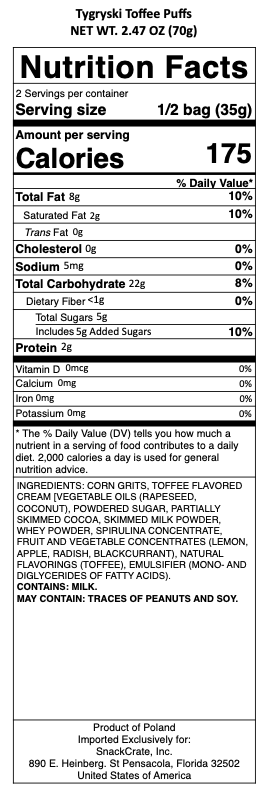 snack nutrional info