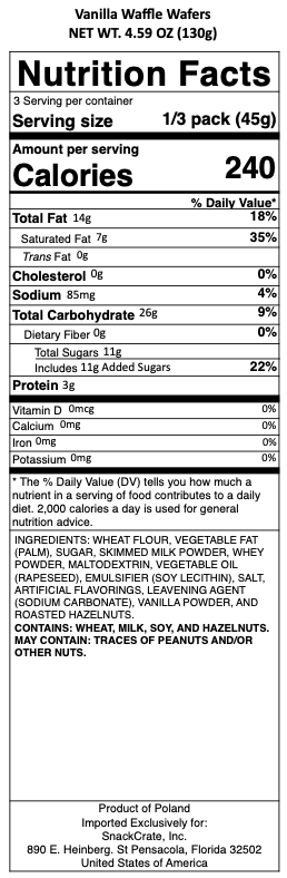 snack nutrional info