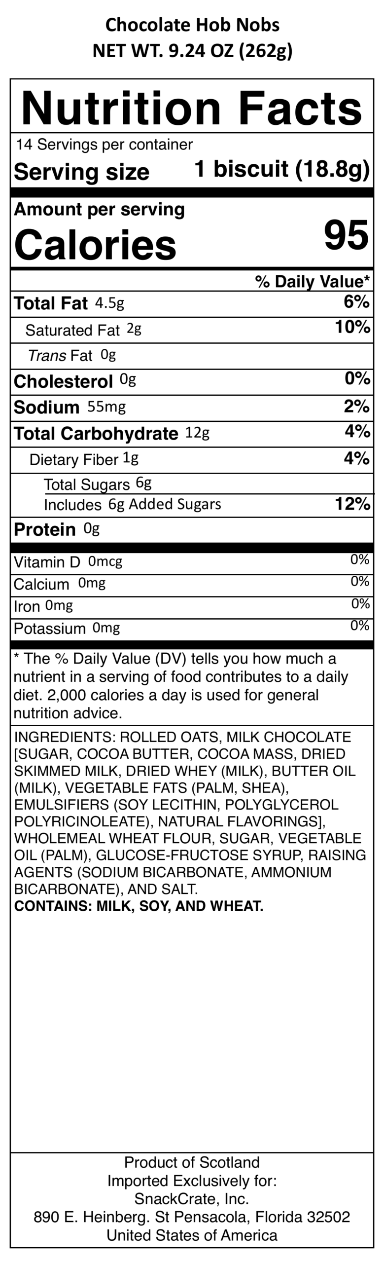 snack nutrional info
