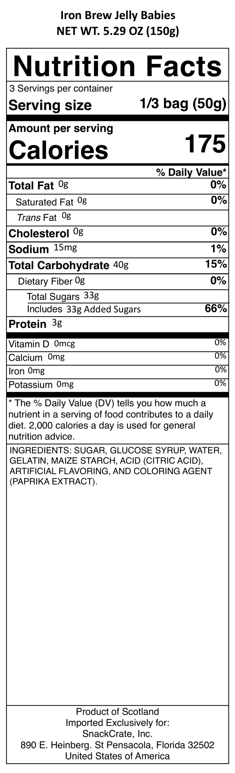 snack nutrional info
