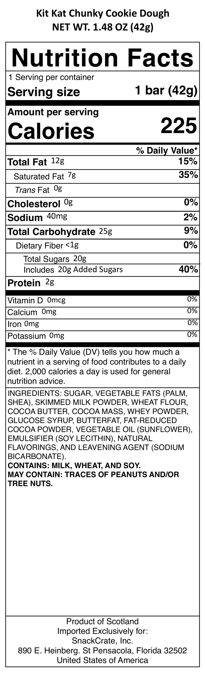 snack nutrional info