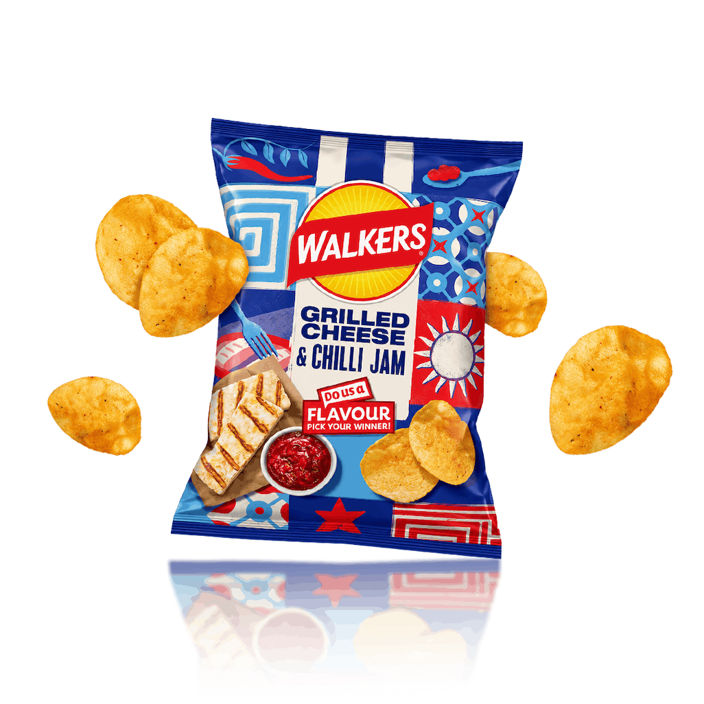 Image of Walkers Grilled Cheese & Chilli Jam Chips 3-Pack