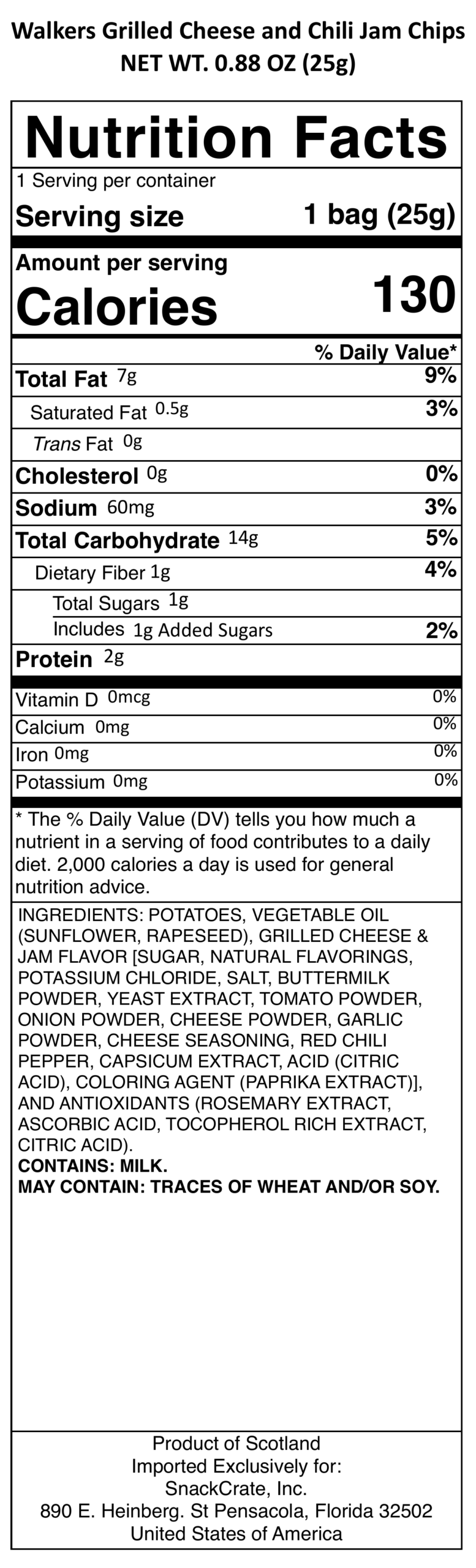 snack nutrional info