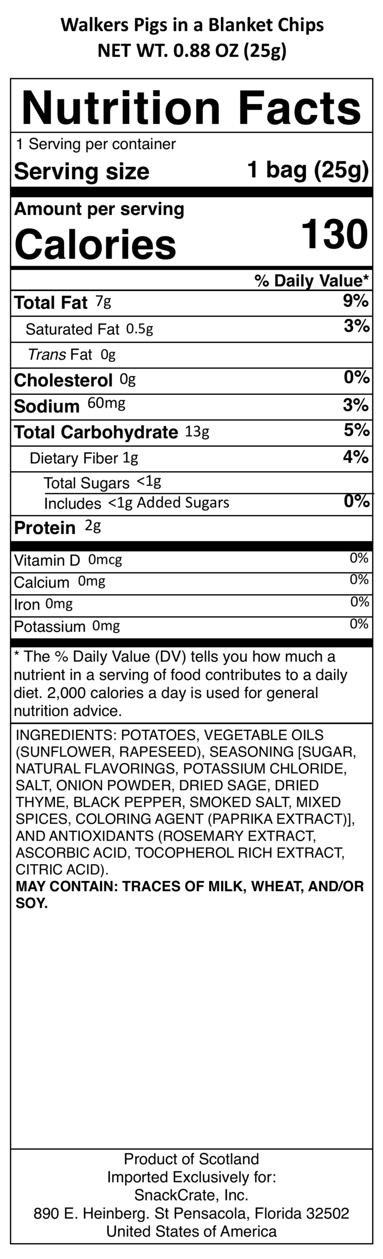 snack nutrional info